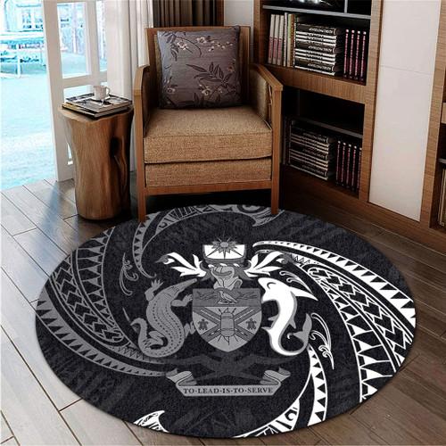 Australia South Sea Islanders Round Rug - Solomon Islands White Tribal Wave Pattern Round Rug Australia South Sea Islanders Round Rug - Solomon Islands White Tribal Wave Pattern Round Rug