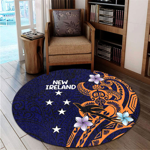 Australia South Sea Islanders Round Rug - New Ireland Flag With Polynesian Pattern Round Rug Australia South Sea Islanders Round Rug - New Ireland Flag With Polynesian Pattern Round Rug