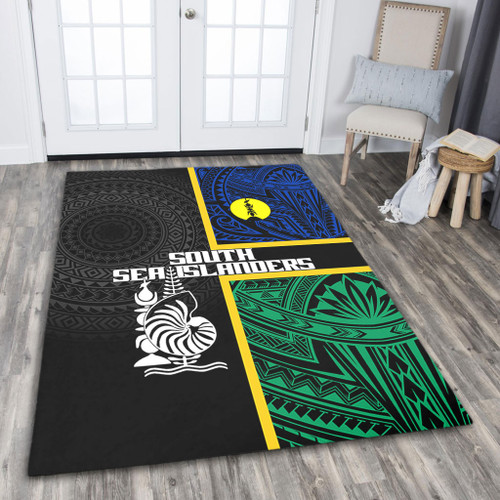 Australia South Sea Islanders Area Rug - New Caledonia Flag Polynesian Tattoo Style Area Rug Australia South Sea Islanders Area Rug - New Caledonia Flag Polynesian Tattoo Style Area Rug