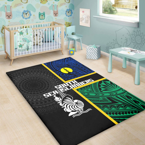 Australia South Sea Islanders Area Rug - New Caledonia Flag Polynesian Tattoo Style Area Rug Australia South Sea Islanders Area Rug - New Caledonia Flag Polynesian Tattoo Style Area Rug