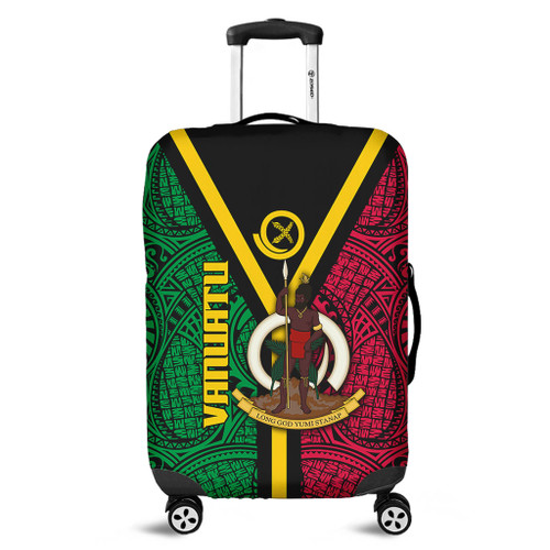 Australia South Sea Islanders Luggage Cover - Vanuatu Polynesian Flag With Coat Of Arm Luggage Cover Australia South Sea Islanders Luggage Cover - Vanuatu Polynesian Flag With Coat Of Arm Luggage Cover