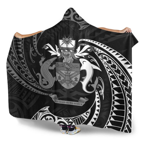 Australia South Sea Islanders Hooded Blanket - Solomon Islands White Tribal Wave Pattern Hooded Blanket Australia South Sea Islanders Hooded Blanket - Solomon Islands White Tribal Wave Pattern Hooded Blanket