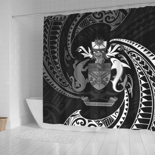 Australia South Sea Islanders Shower Curtain - Solomon Islands White Tribal Wave Pattern Shower Curtain Australia South Sea Islanders Shower Curtain - Solomon Islands White Tribal Wave Pattern Shower Curtain