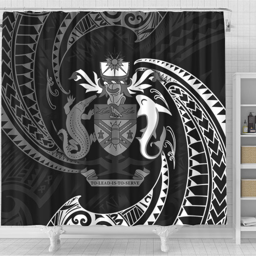Australia South Sea Islanders Shower Curtain - Solomon Islands White Tribal Wave Pattern Shower Curtain Australia South Sea Islanders Shower Curtain - Solomon Islands White Tribal Wave Pattern Shower Curtain
