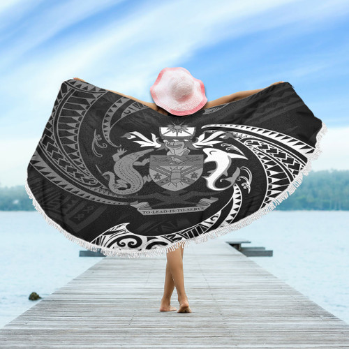 Australia South Sea Islanders Beach Blanket - Solomon Islands White Tribal Wave Pattern Beach Blanket Australia South Sea Islanders Beach Blanket - Solomon Islands White Tribal Wave Pattern Beach Blanket