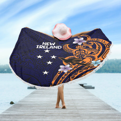Australia South Sea Islanders Beach Blanket - New Ireland Flag With Polynesian Pattern Beach Blanket Australia South Sea Islanders Beach Blanket - New Ireland Flag With Polynesian Pattern Beach Blanket