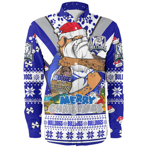 Canterbury-Bankstown Bulldogs Christmas Custom Long Sleeve Shirt - Bulldogs Santa Aussie Big Things Long Sleeve Shirt