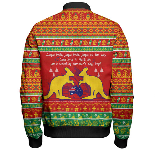 Australian Christmas Carol Christmas Bomber Jacket - Jingle Bells Ugly Style V2 Bomber Jacket