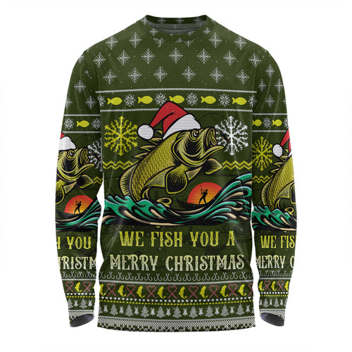 Australia Christmas Fishing Custom Long Sleeve T-shirt - We Fish You A Merry Christmas Long Sleeve T-shirt