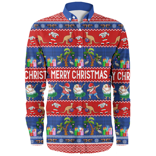 Australia Christmas Custom Long Sleeve Shirt - Tropical Ugly Xmas Santa Dapping And Dancing Long Sleeve Shirt Australia Christmas Custom Long Sleeve Shirt - Tropical Ugly Xmas Santa Dapping And Dancing Long Sleeve Shirt