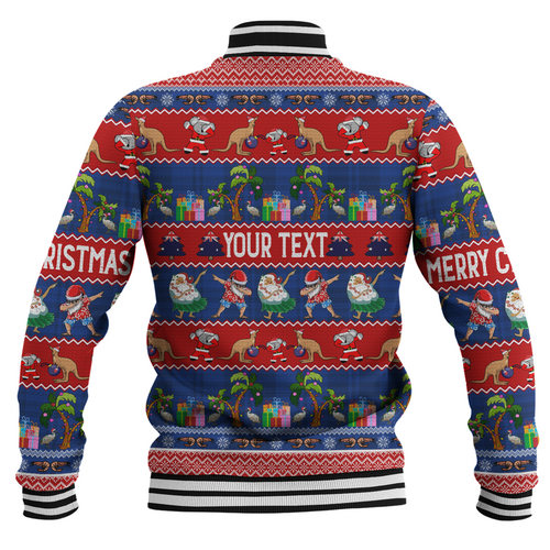 Australia Christmas Custom Baseball Jacket - Tropical Ugly Xmas Santa Dapping And Dancing Baseball Jacket Australia Christmas Custom Baseball Jacket - Tropical Ugly Xmas Santa Dapping And Dancing Baseball Jacket