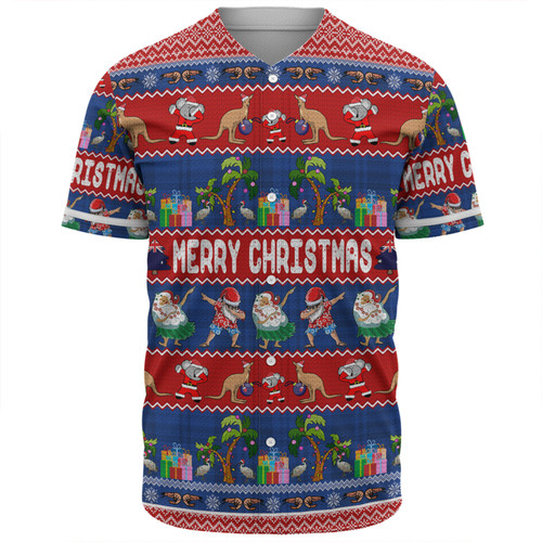 Australia Christmas Custom Baseball Shirt - Tropical Ugly Xmas Santa Dapping And Dancing Baseball Shirt