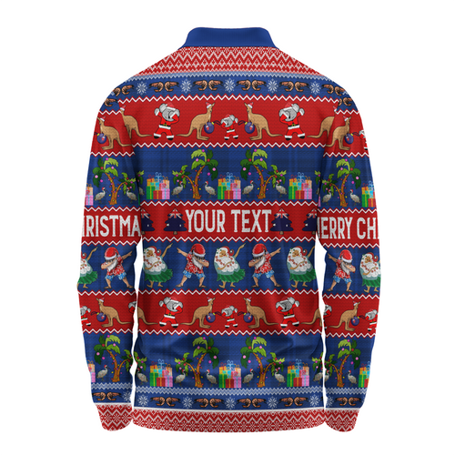 Australia Christmas Custom Long Sleeve Polo Shirt - Tropical Ugly Xmas Santa Dapping And Dancing Long Sleeve Polo Shirt Australia Christmas Custom Long Sleeve Polo Shirt - Tropical Ugly Xmas Santa Dapping And Dancing Long Sleeve Polo Shirt