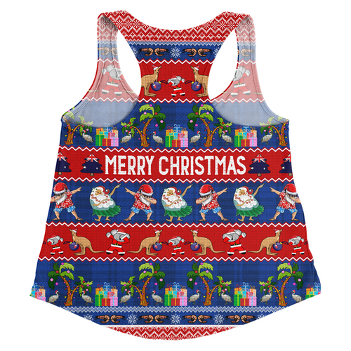 Australia Christmas Custom Women Racerback Singlet - Tropical Ugly Xmas Santa Dapping And Dancing Women Racerback Singlet Australia Christmas Custom Women Racerback Singlet - Tropical Ugly Xmas Santa Dapping And Dancing Women Racerback Singlet