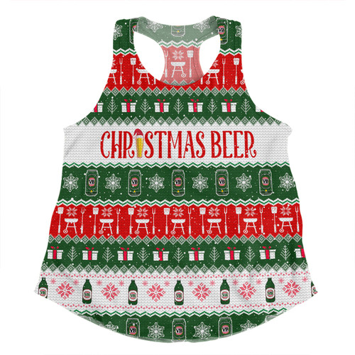 Australia Christmas Custom Women Racerback Singlet - Ugly Christmas Beer Women Racerback Singlet