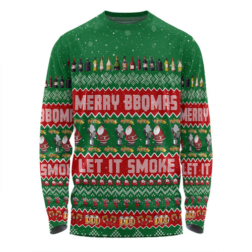 Australia Christmas Custom Long Sleeve T-shirt - Merry BBQMax Let It Smoke Long Sleeve T-shirt