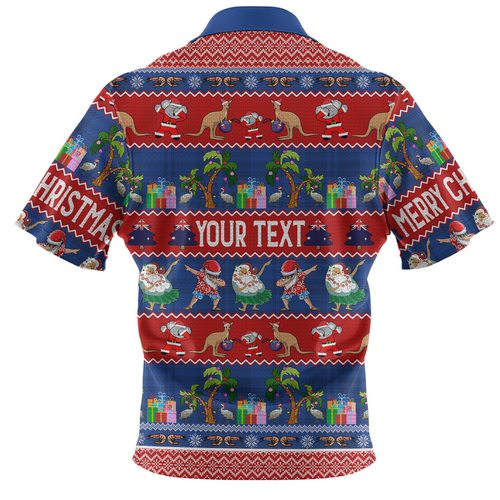 Australia Christmas Custom Zip Polo Shirt - Tropical Ugly Xmas Santa Dapping And Dancing Zip Polo Shirt Australia Christmas Custom Zip Polo Shirt - Tropical Ugly Xmas Santa Dapping And Dancing Zip Polo Shirt