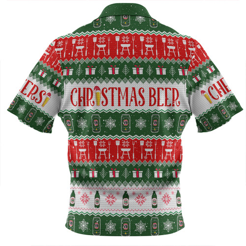 Australia Christmas Custom Zip Polo Shirt - Ugly Christmas Beer Zip Polo Shirt Australia Christmas Custom Zip Polo Shirt - Ugly Christmas Beer Zip Polo Shirt