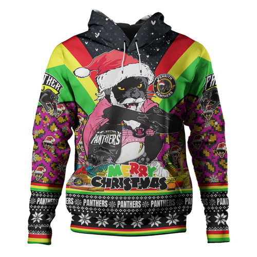 Penrith Panthers Christmas Custom Hoodie - Penrith Panthers Santa Aussie Big Things Christmas Hoodie