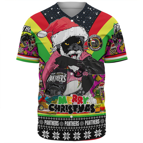 Penrith Panthers Christmas Custom Baseball Shirt - Penrith Panthers Santa Aussie Big Things Christmas Baseball Shirt