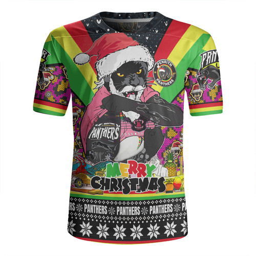 Penrith Panthers Christmas Custom Rugby Jersey - Penrith Panthers Santa Aussie Big Things Christmas Rugby Jersey