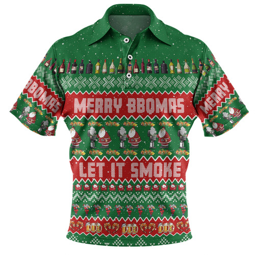 Australia Christmas Custom Polo Shirt - Merry BBQMax Let It Smoke Polo Shirt
