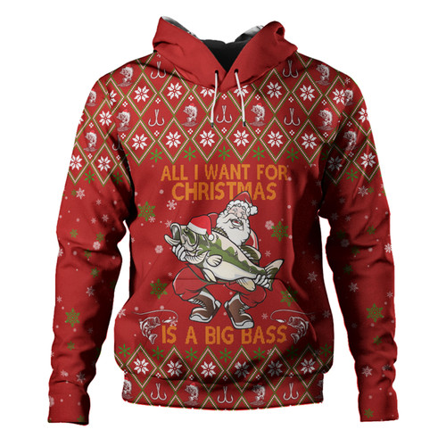 Australia Christmas Fishing Custom Hoodie - All I Want For Christmas Is A Big Bass Hoodie
