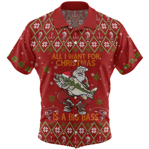 Australia Christmas Fishing Custom Hawaiian Shirt - All I Want For Christmas Is A Big Bass Hawaiian Shirt