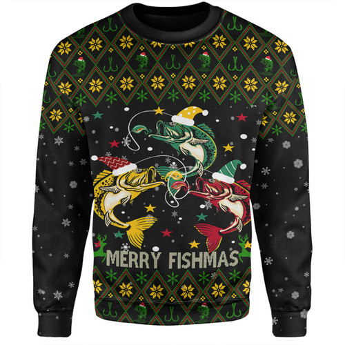 Australia Christmas Fishing Custom Sweatshirt - Merry Fishmas Fishing Ugly Christmas Sweatshirt