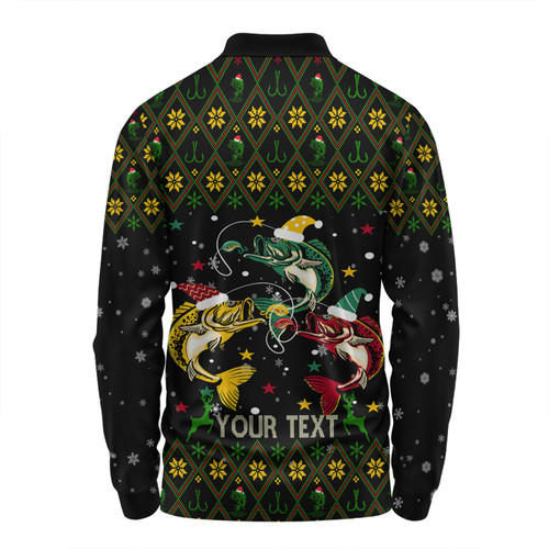 Australia Christmas Fishing Custom Long Sleeve Polo Shirt - Merry Fishmas Fishing Ugly Christmas Long Sleeve Polo Shirt Australia Christmas Fishing Custom Long Sleeve Polo Shirt - Merry Fishmas Fishing Ugly Christmas Long Sleeve Polo Shirt