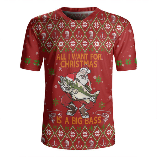 Australia Christmas Fishing Custom Rugby Jersey - All I Want For Christmas Is A Big Bass Rugby Jersey