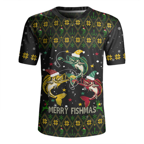 Australia Christmas Fishing Custom Rugby Jersey - Merry Fishmas Fishing Ugly Christmas Rugby Jersey