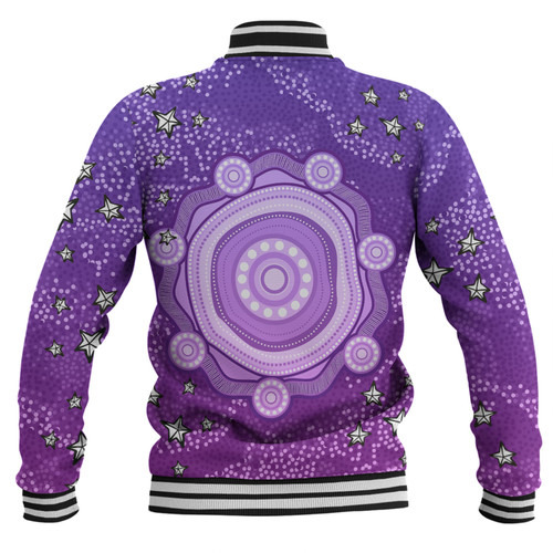 Australia Aboriginal Custom Baseball Jacket - Purple Dot Painting Art Washo Baseball Jacket