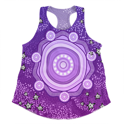 Australia Aboriginal Custom Women Racerback Singlet - Purple Dot Painting Art Washo Women Racerback Singlet
