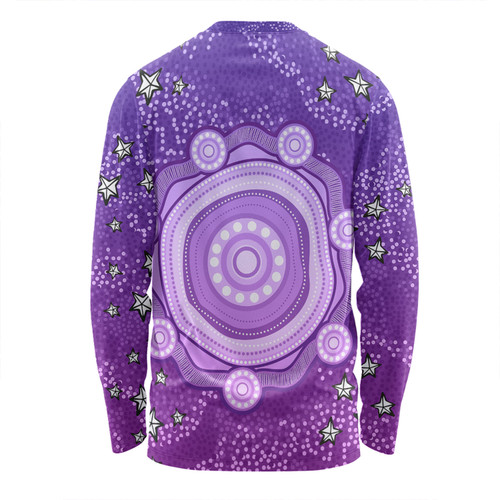 Australia Aboriginal Custom Long Sleeve T-shirt - Purple Dot Painting Art Washo Long Sleeve T-shirt Australia Aboriginal Custom Long Sleeve T-shirt - Purple Dot Painting Art Washo Long Sleeve T-shirt
