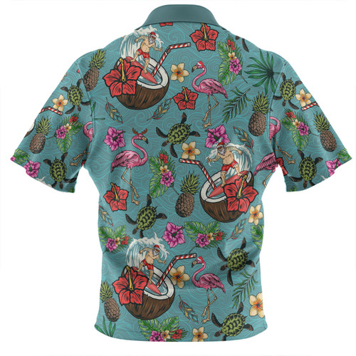 Australia Christmas Surfing Zip Polo Shirt - Funny Santa Surfing Colorful Seamless Pattern Zip Polo Shirt Australia Christmas Surfing Zip Polo Shirt - Funny Santa Surfing Colorful Seamless Pattern Zip Polo Shirt