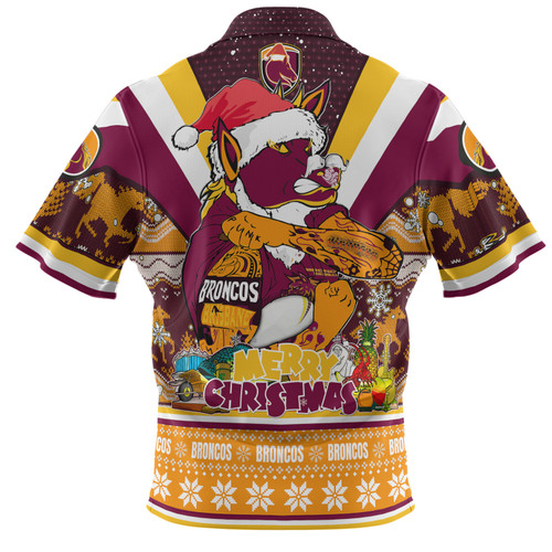 Brisbane Broncos Christmas Custom Polo Shirt - Broncos Santa Aussie Big Things Christmas Polo Shirt