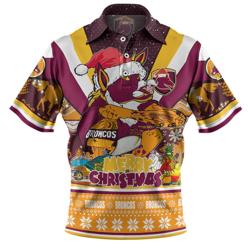 Brisbane Broncos Christmas Custom Polo Shirt - Broncos Santa Aussie Big Things Christmas Polo Shirt