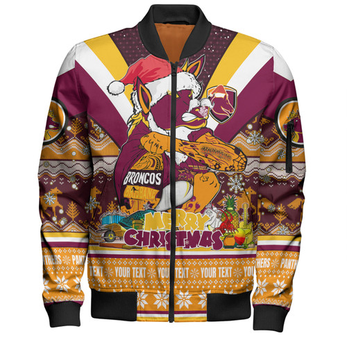 Brisbane Broncos Christmas Custom Bomber Jacket - Broncos Santa Aussie Big Things Christmas Bomber Jacket Brisbane Broncos Christmas Custom Bomber Jacket - Broncos Santa Aussie Big Things Christmas Bomber Jacket
