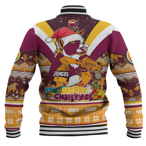 Brisbane Broncos Christmas Custom Baseball Jacket - Broncos Santa Aussie Big Things Christmas Baseball Jacket Brisbane Broncos Christmas Custom Baseball Jacket - Broncos Santa Aussie Big Things Christmas Baseball Jacket