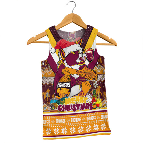 Brisbane Broncos Christmas Custom Men Singlet - Broncos Santa Aussie Big Things Christmas Men Singlet