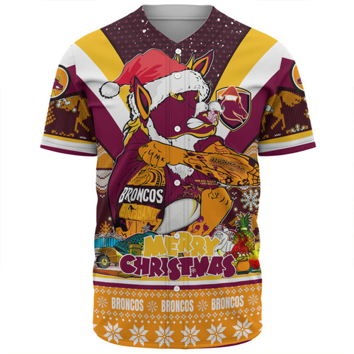 Brisbane Broncos Christmas Custom Baseball Shirt - Broncos Santa Aussie Big Things Christmas Baseball Shirt