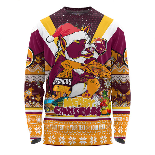 Brisbane Broncos Christmas Custom Long Sleeve T-shirt - Broncos Santa Aussie Big Things Christmas Long Sleeve T-shirt Brisbane Broncos Christmas Custom Long Sleeve T-shirt - Broncos Santa Aussie Big Things Christmas Long Sleeve T-shirt