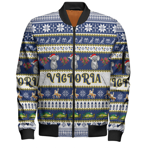 Victoria Big Things Christmas Custom Bomber Jacket - Giant Koala And Murray Cod Bomber Jacket