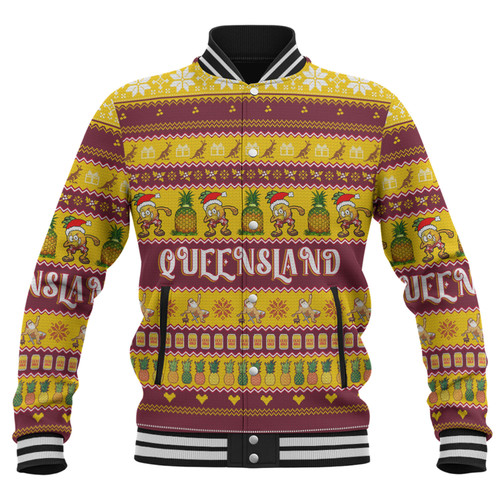 Queensland Big Things Christmas Custom Baseball Jacket - The Big Pineapple Baseball Jacket