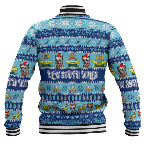 New South Wales Big Things Christmas Custom Baseball Jacket - The Big Banana And Blue Heeler Baseball Jacket New South Wales Big Things Christmas Custom Baseball Jacket - The Big Banana And Blue Heeler Baseball Jacket