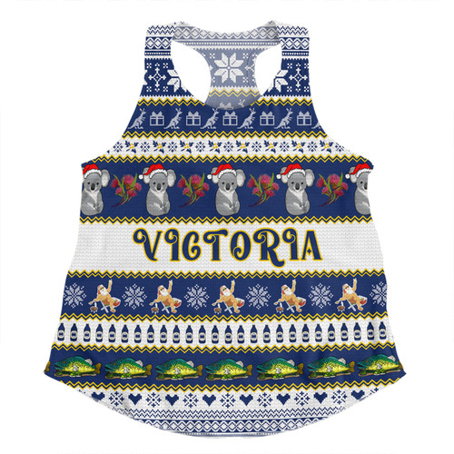 Victoria Big Things Christmas Custom Women Racerback Singlet - Giant Koala And Murray Cod Women Racerback Singlet