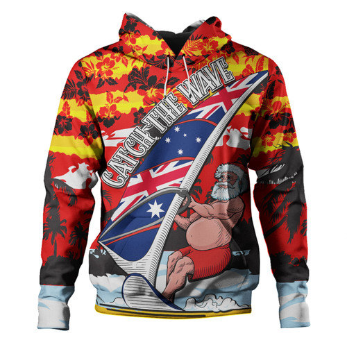 Australia Surfing Christmas Hoodie - Tropical Santa Catch The Wave Hoodie