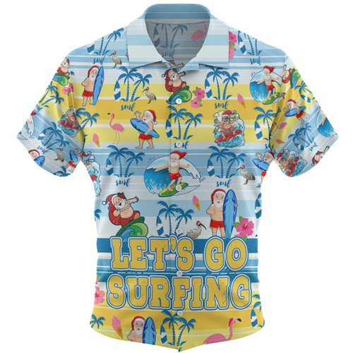 Australia Surfing Christmas Hawaiian Shirt - Tropical Santa Let's Go Surfing Hawaiian Shirt