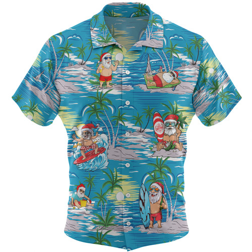 Australia Surfing Christmas Hawaiian Shirt - Tropical Santa Surfing Funny Hawaiian Shirt